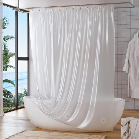 Titanker Extra Long Shower Curtain Liner 72 x 84 Plastic Frosted Shower Liner Waterproof Shower Curtain Liner PEVA Shower Curtains for Bathroom with Magnets and Rustproof Metal Grommets