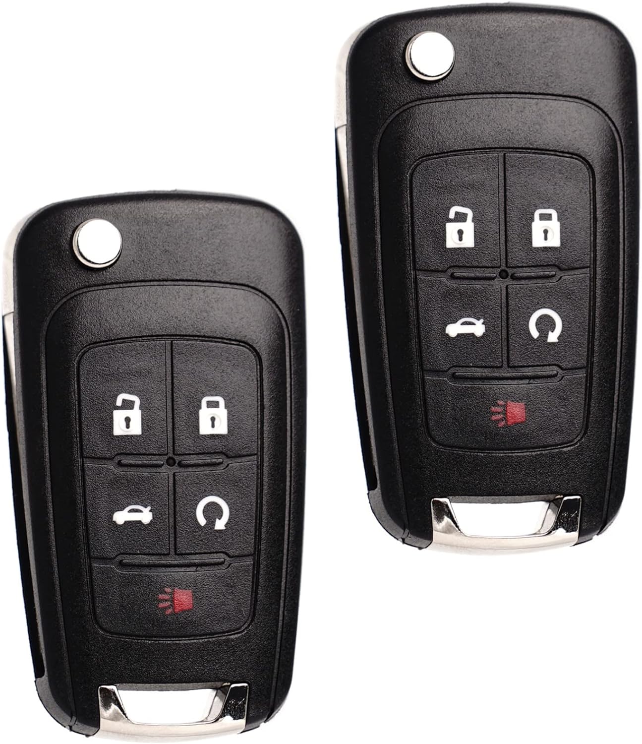 MechanMagic Flip Key Fob Replacement Fits for Chevy Equinox Camaro 2010-2019 Cruze Malibu Impala Sonic GMC Terrain Buick Lacrosse Regal Verano Encore Keyless Entry Remote Control 2 Sets