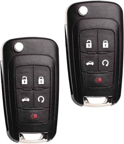 MechanMagic Flip Key Fob Replacement Fits for Chevy Equinox Camaro 2010-2019 Cruze Malibu Impala Sonic GMC Terrain Buick Lacrosse Regal Verano Encore Keyless Entry Remote Control 2 Sets