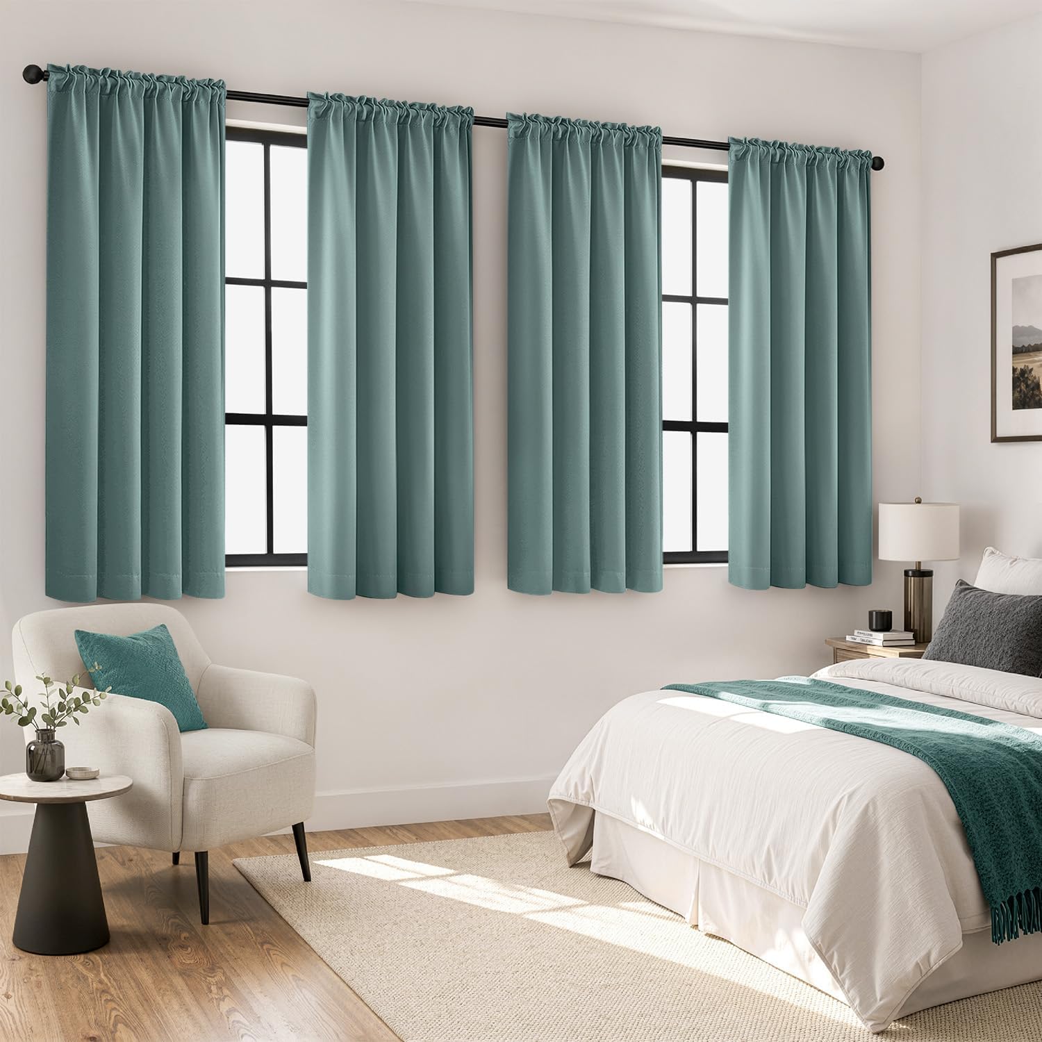 MIULEE Dusty Blue Blackout Curtains 72 Inch Length for Bedroom 4 Panels