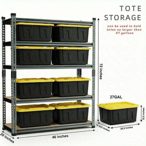46 Inch Garage Shelving 2850 LBS, Heavy Duty 5-Tier Storage Rack