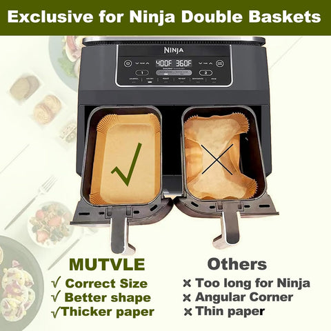Air Fryer Liners for Ninja Dual, Ninja Foodi Air Fryer Liners Rectangle