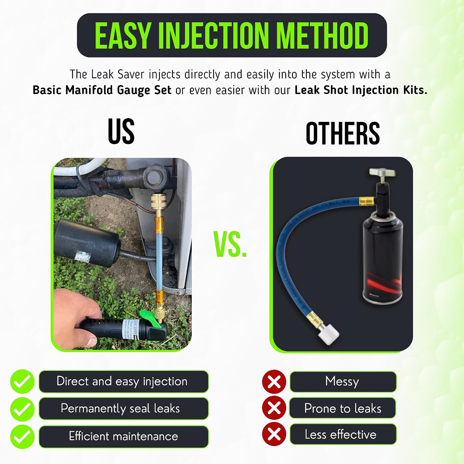 Leak Saver Direct Inject AC Leak Sealer 3-Pack | AC Stop Leak for Most HVAC Systems Up to 5 Tons | Works with All Systems & AC Refrigerants | Made in the USA