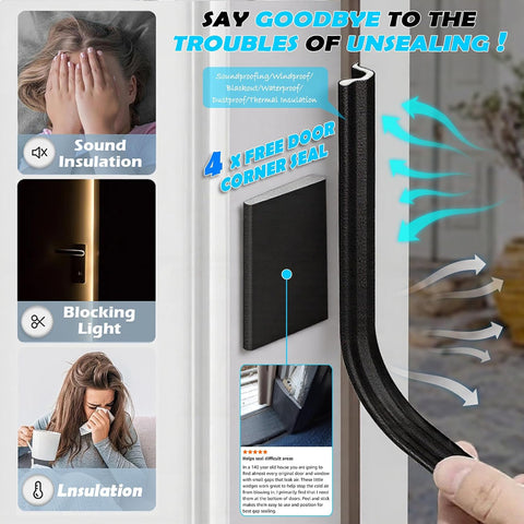 Kerf Weather Stripping Door Seal Soundproof Insulation for Large Gap
