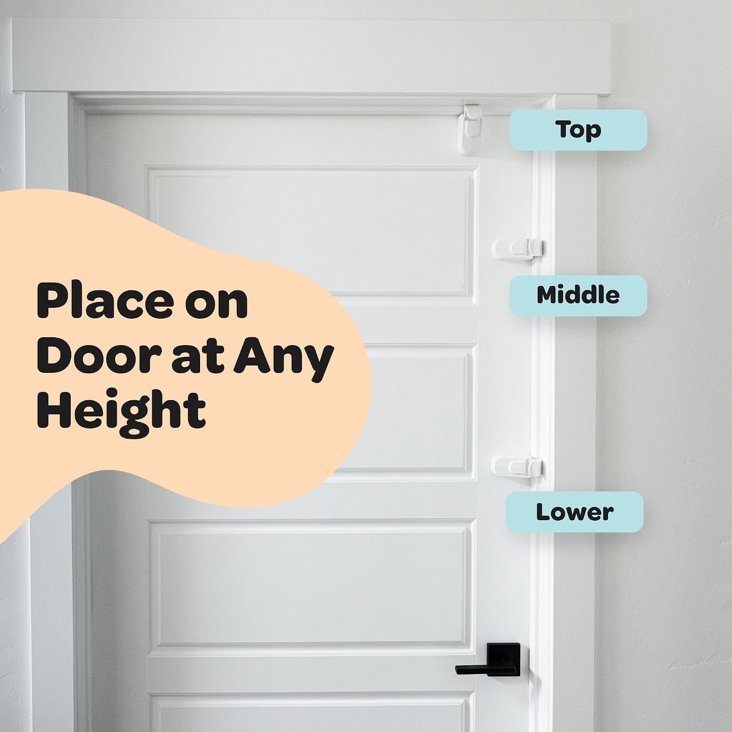 Huglock - The Snap-On Door Lock Kids Can't Reach or Defeat - No Tools or Adhesives Required - Works With Door Knob, Lever or Handle - Childproof Safety Locks are Toddler, Baby and Child Proof (2 pack)