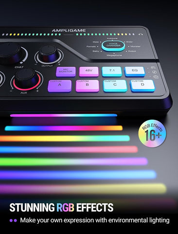 FIFINE SC8 Gaming Audio Mixer for Live Streaming with 7.1ch Surround sound