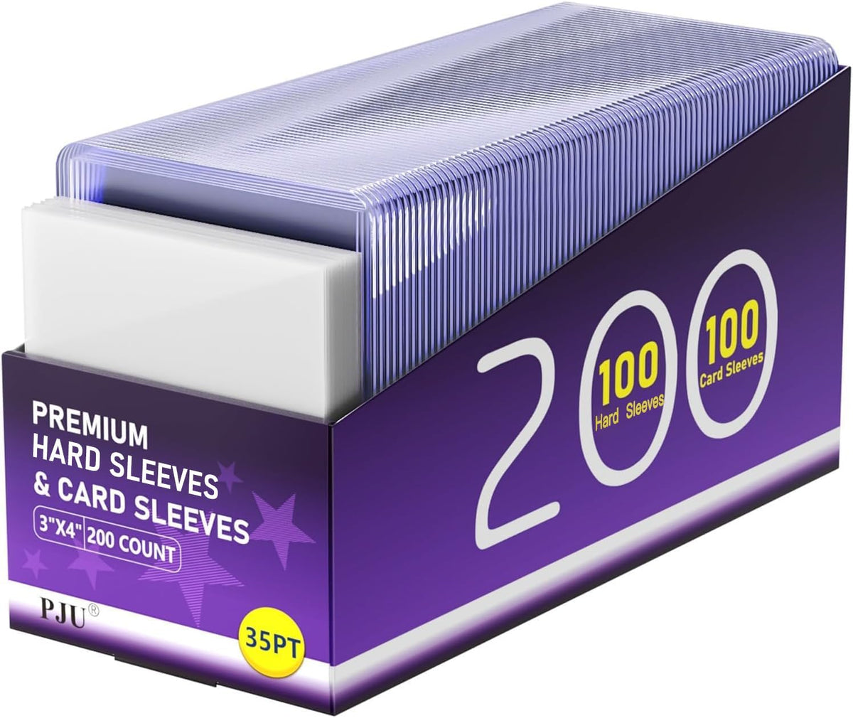 200 Card Sleeves Hard Plastic, 3×4 Baseball Card Holder for Sports Cards