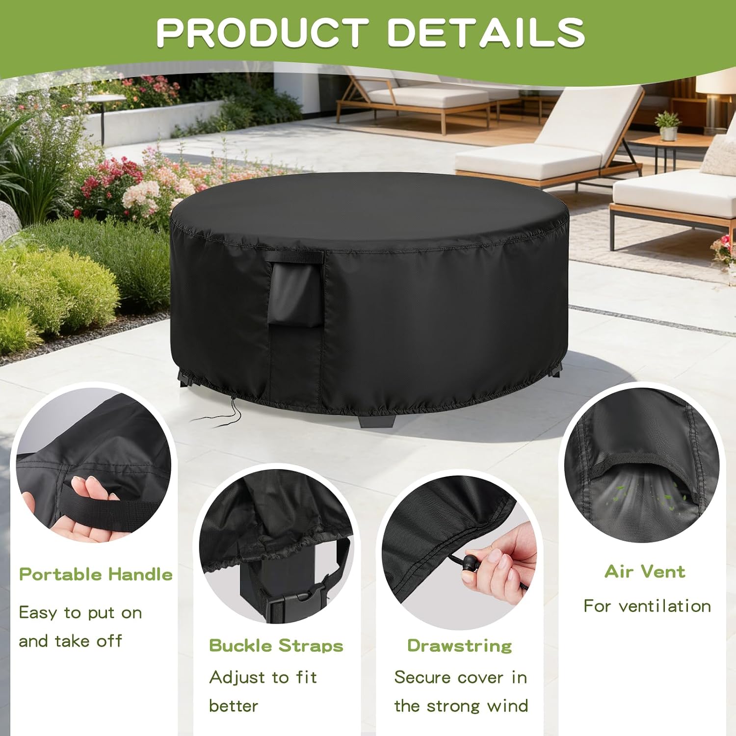 Patio Furniture Cover Round for 36 Inch Outdoor Dinner Table