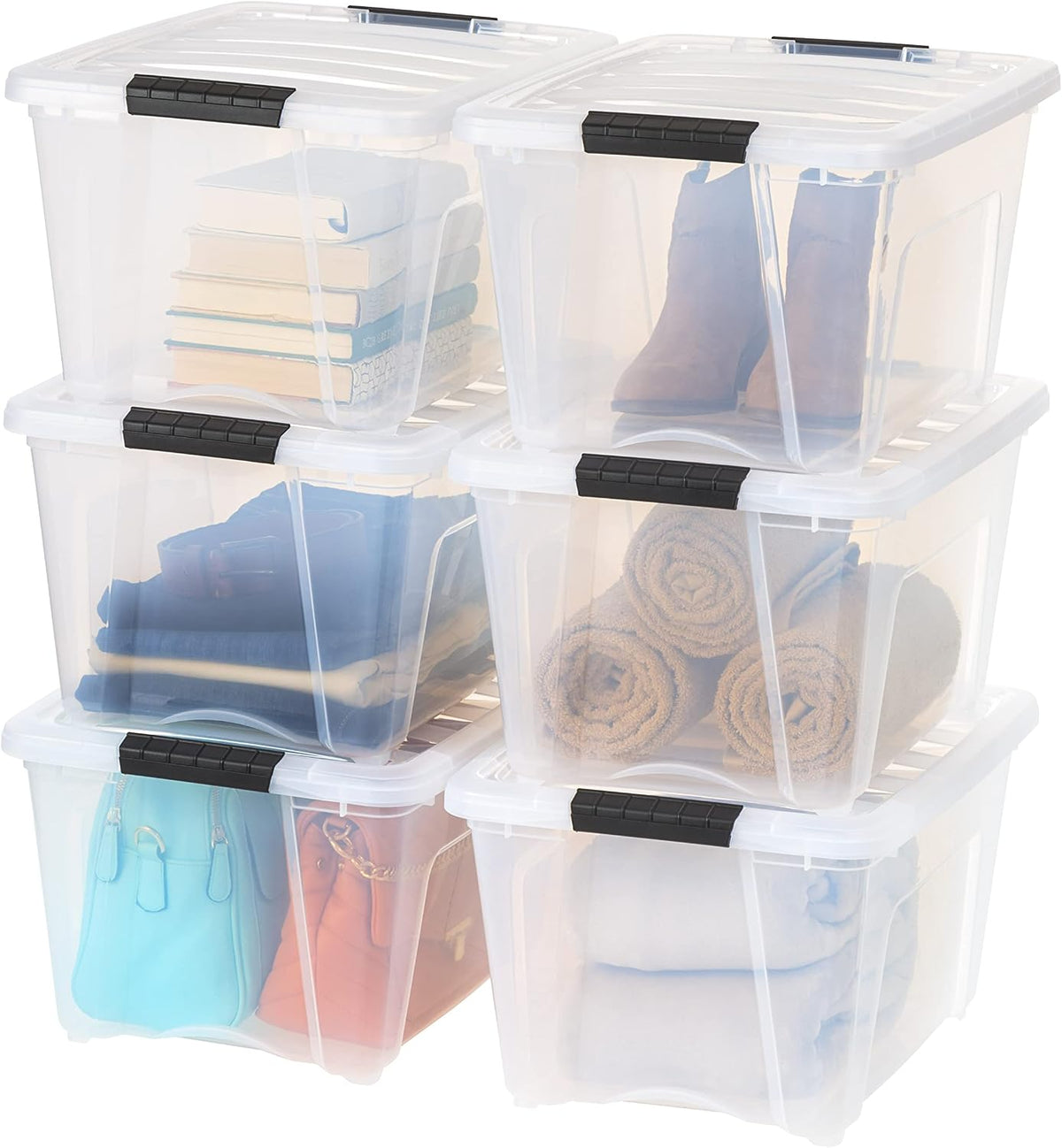 IRIS USA 6-Pack 32 Quart Storage Bins with Lids, Clear