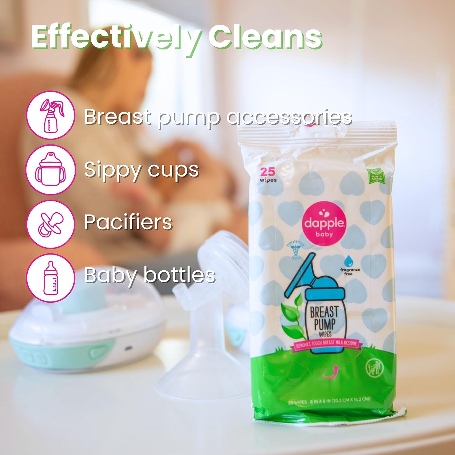 Dapple Baby - Breast Pump Wipes, Wipes Pouch - 25 Count (Pack of 1)