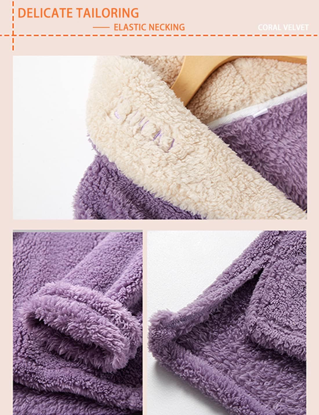 Mens Fluffy Coral Fleece Pajamas Set Pullover Pants Loose Plush Warm Loungewear Sleepwear