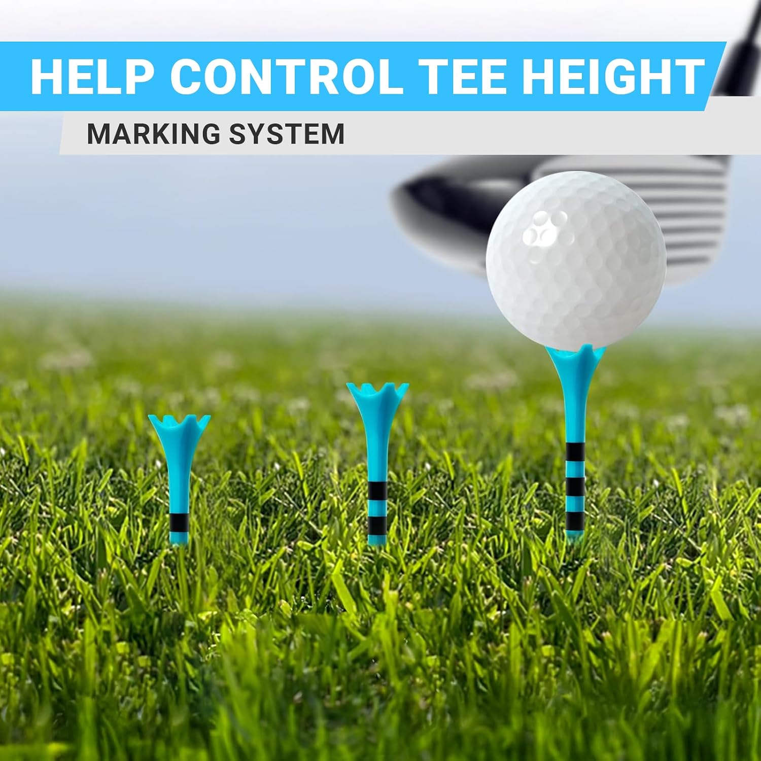 Durable Plastic Golf Tees,100/50 Pack (1-1/2", 2-3/4" & 3-1/4"), Designed to Reduce Friction and Side Spin