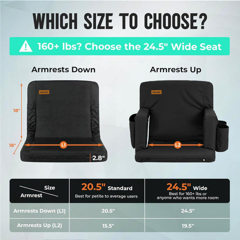 Overmont Stadium Seat for Bleachers with Back Support and Armrests, 2-Pack