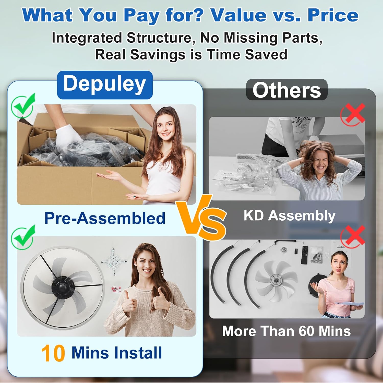 DLLT Low Profile Ceiling Fan: 20" Modern Flush Mount Ceiling Fans with Lights for Bedroom - White LED Bladeless Fandelier with APP Remote Control 3000K-6500K Quiet DC Motor for Kids Room Kitchen Loft