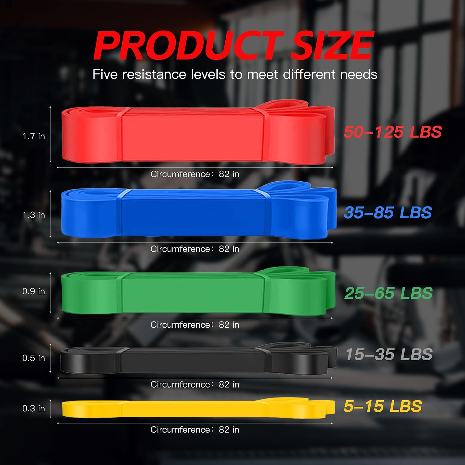 Pull Up Bands, Resistance Bands Set, Exercise Workout Bands for Men & Women, Ideal for Body Stretching, Physical Therapy and Muscle Training