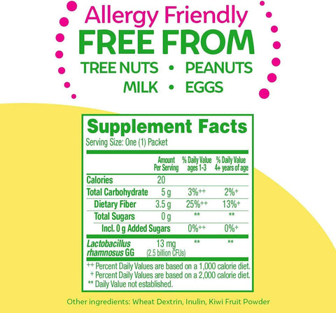 Culturelle Kids Probiotic + Fiber Packets, Ages 1+, Unflavored, 60 Count | From the #1 Pediatrician-Recommended Brand± Digestive Health & Immune Support*, Helps Restore Regularity* Children & Toddlers