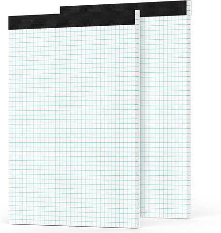 2 Pack Graph Paper Pad 8.5 x 11, 4x4 Graph Ruled Grid Paper Pad 8-1/2 x 11