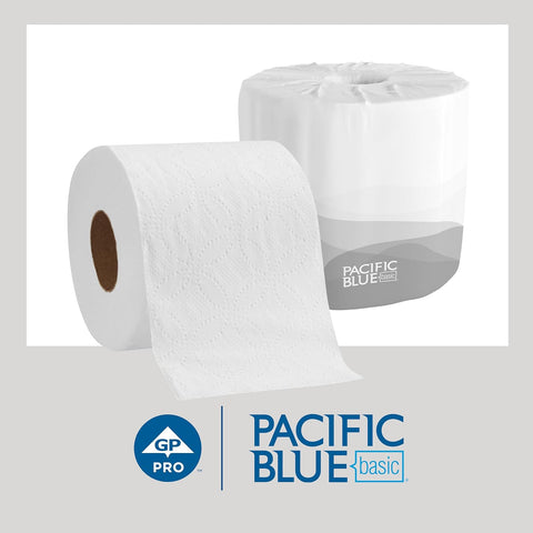 Georgia-Pacific, Pacific Blue Basic 2-Ply Embossed Toilet Paper, 19885, 550 Sheets Per Roll, 80 Rolls Per Case