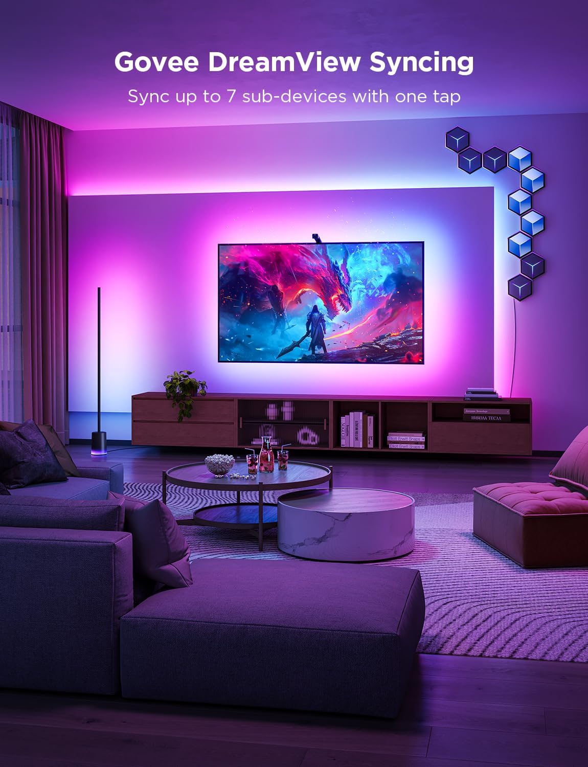 Govee TV Backlight 3 Lite, 11.8ft LED Strip Lights Sync with 55-65 Inch TVs