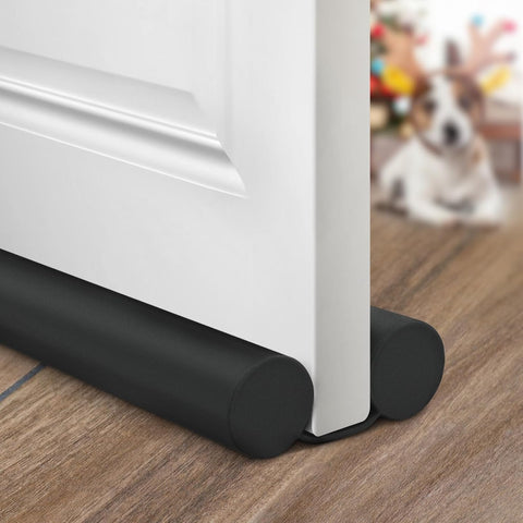 Holikme Door Draft Stopper Adjustable Door Sweeps, 32 Inch Black