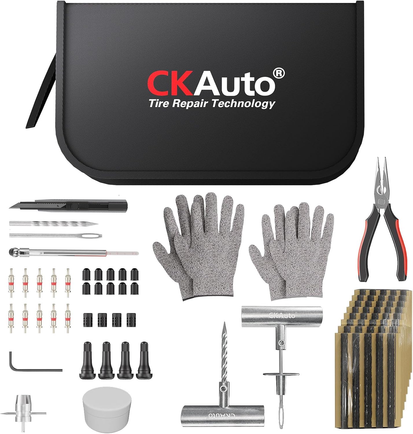 CKAuto 80 pcs Universal Tire Repair Kit with Plugs Heavy Duty Professional