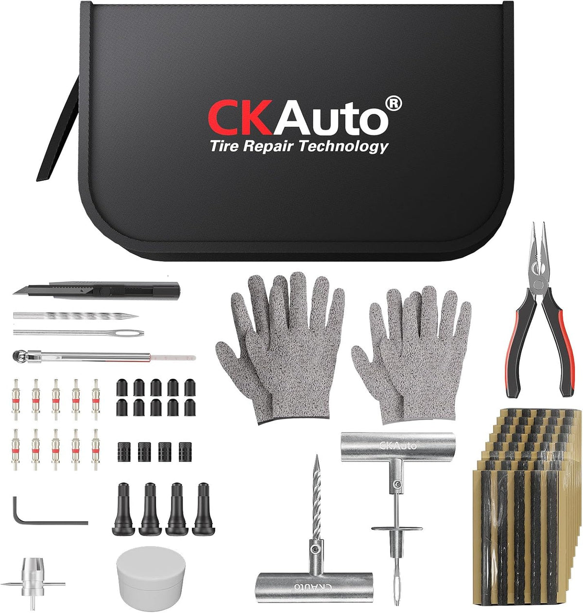 CKAuto 80 pcs Universal Tire Repair Kit with Plugs Heavy Duty Professional