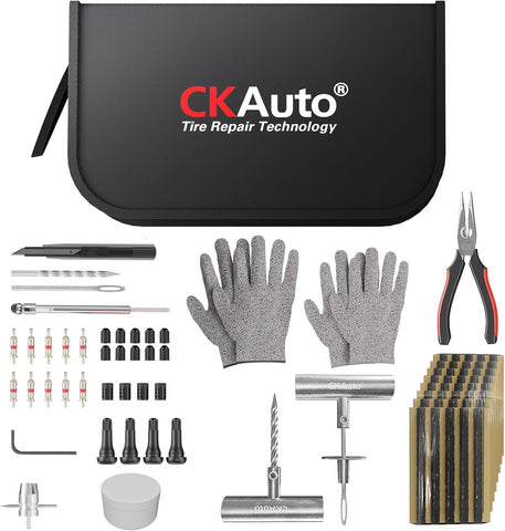 CKAuto 80 pcs Universal Tire Repair Kit with Plugs Heavy Duty Professional