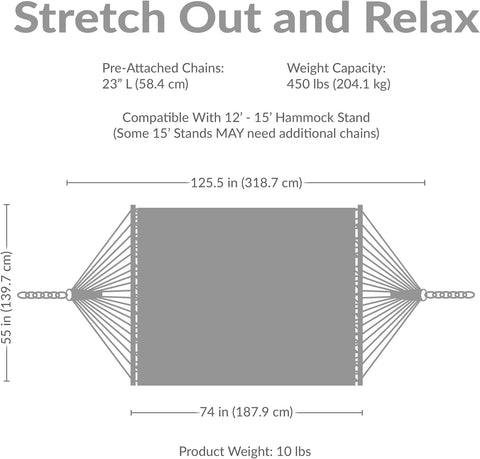 Sunnydaze Quilted Double Hammock for Outside with Pillow, Canyon Sunset