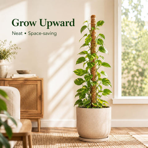 Moss Pole Monstera Plant Support, 28inch Bendable Coir Pole for Climbing Plants, Heavy-Duty Trellis Plant Sticks for Indoor Potted Plants,Includes Jute Rope & Straps