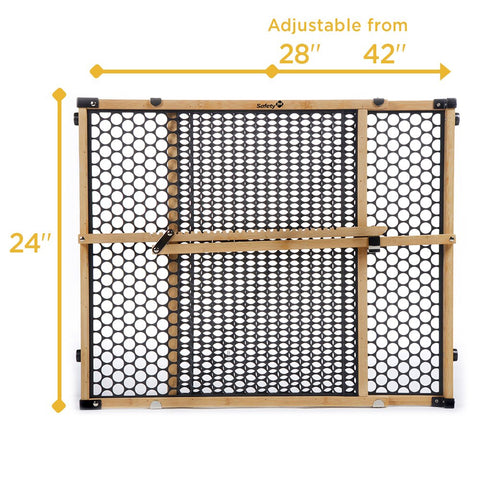 Safety 1st Bamboo Baby Gate for Doorways, No Drill Gate with Door, Dog Gates, Fits 28"-42", 24" High, Bamboo and Black