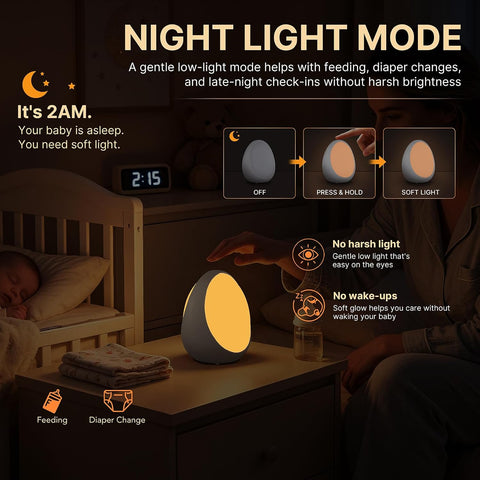 G Keni Egg Light for Kids Nursery, Rechargeable Baby Night Light with No Flashing Blue Indicator, 1800mAh Battery, Battery-Saving Bypass Power, Touch Control, RGB Light, Timer & Memory