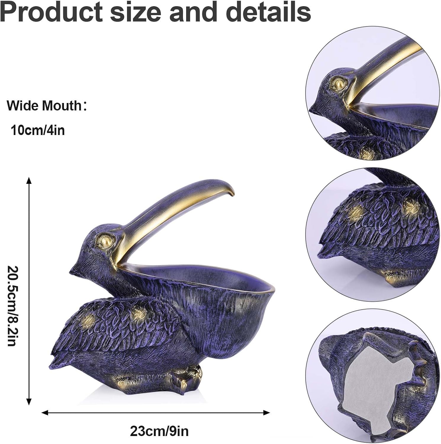 Pelican Key Holder Statues,Fun Animal Hippo Candy Dish,Candy Dish for Office Desk Unique,Modern Key Holder for Pelican Figurine,Suitability Desk bowl and Entry Table Decor Items (Purple)