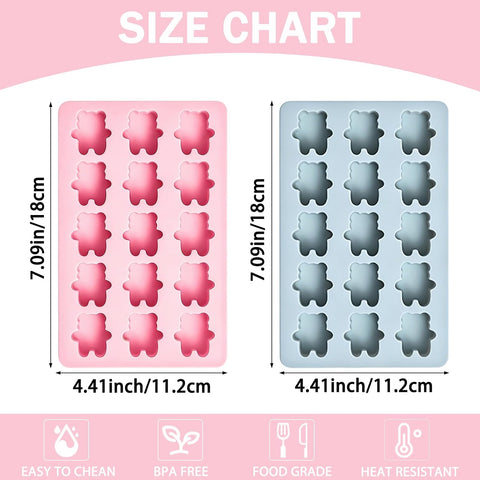 2pcs Silicone Bear Ice Molds for Chocolate and Gummy