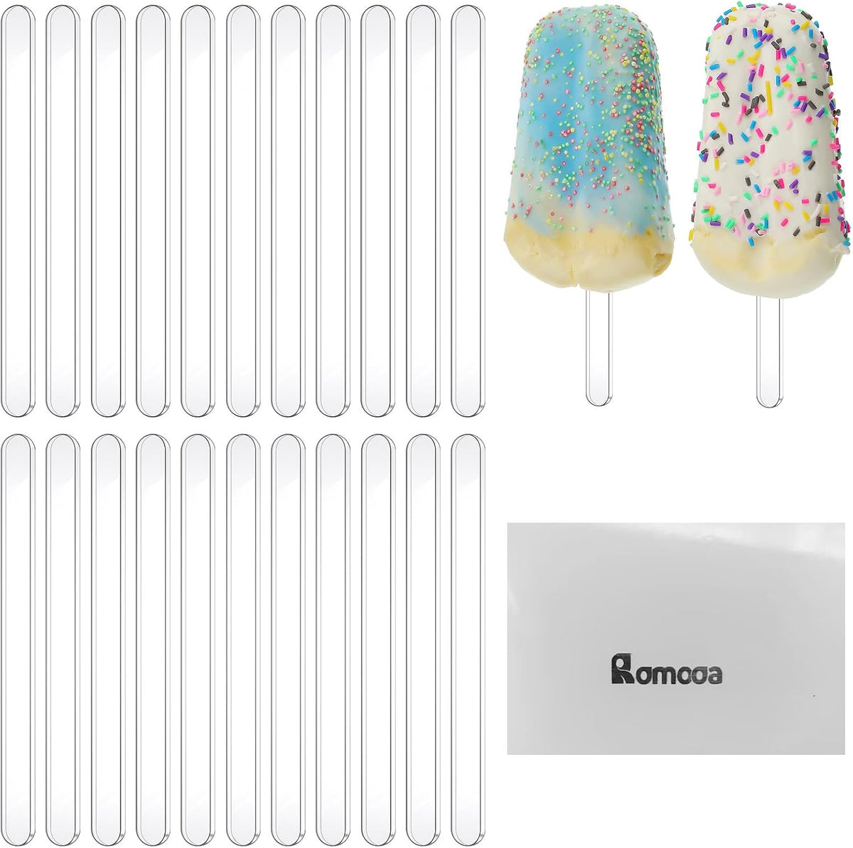 30 Pcs Reusable Acrylic Cakesicle Sticks, 4.5 Inches, Transparent