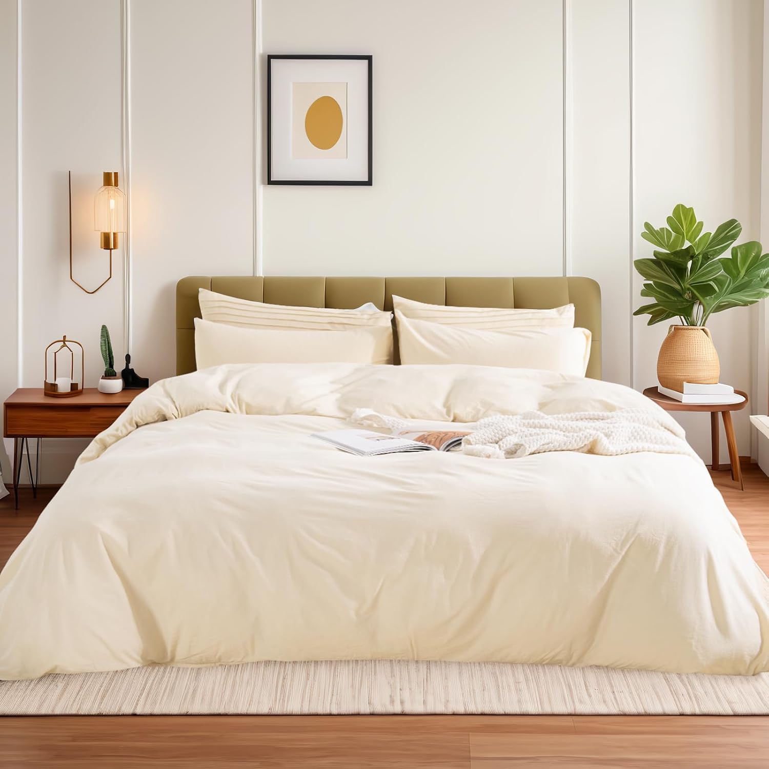 NEXHOME PRO Duvet Cover Twin XL 100% Washed Cotton, Breathable, Durable, Textured, Linen Like, Home Bedding Set 68"x90"