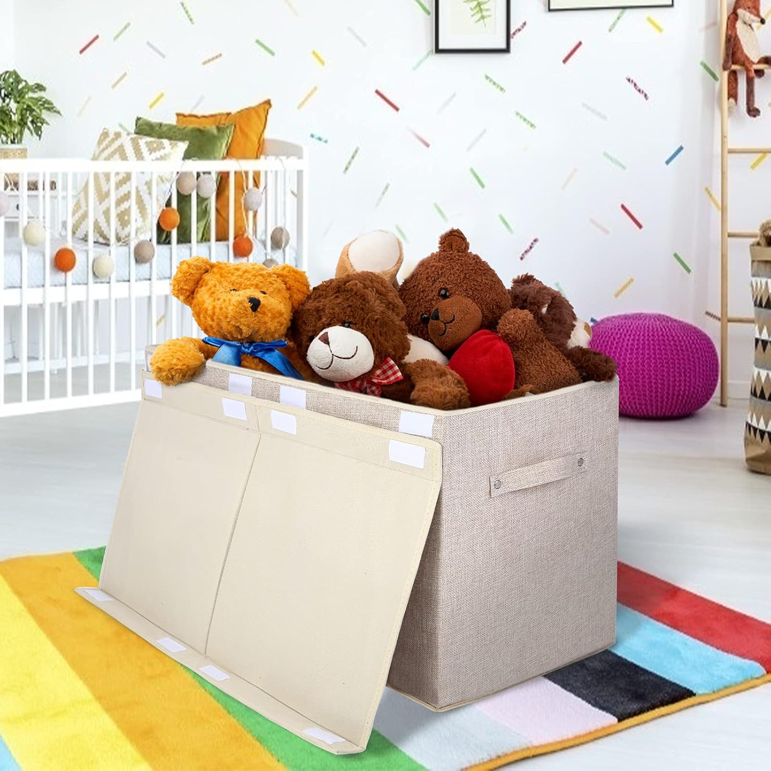 Large Toy Box Chest Storage with Flip-Top Lid, Kids Toy Storage Bin Boxes