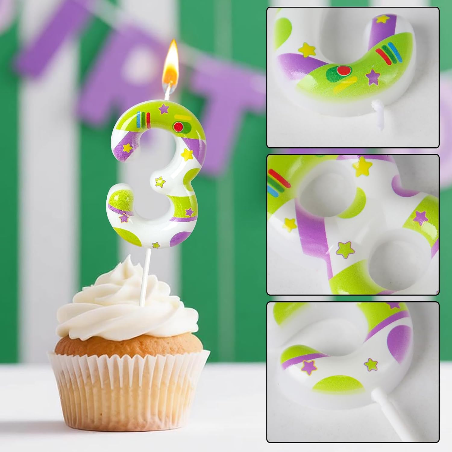 Cartoon Story Birthday Number Candles, Number 3 Candle,Cartoon Cake Decorations, Birthday Decoration Supplies, Suitable for Boys and Girls Party Celebrations (3)
