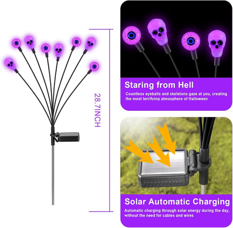 FENSAN Solar Lights Outdoor,Halloween Decorations Outdoor, Scary Eyeball Lights,4PACKS 32LED,IP65 Waterproof,Halloween Decor for Garden/Yard/Patio/Lawn/Pathway(Purple)