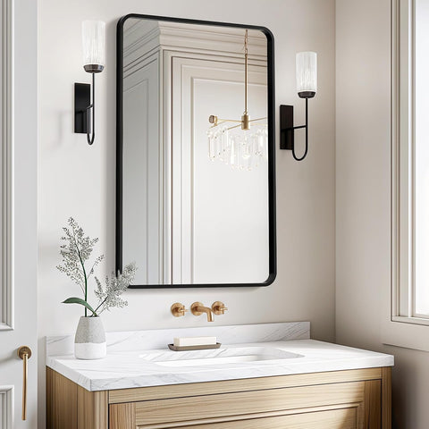 USHOWER Black Bathroom Mirrors for Over Sink 24 x 36 Inch