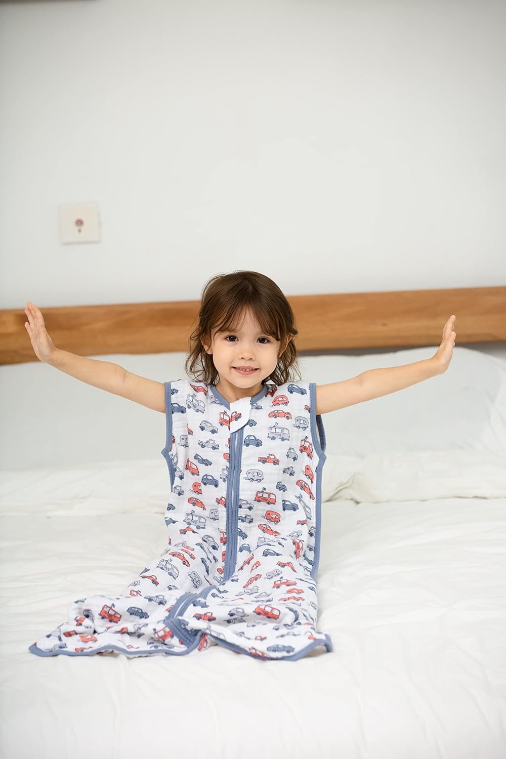 TADO MUSLIN Baby Sleep Sack 12-24 M Baby Wearable Blanket 100% Organic Cotton 0.5 TOG Toddler Sleep Sack 2-Way Zipper Soft Large 4 Layers 1-2 T Car