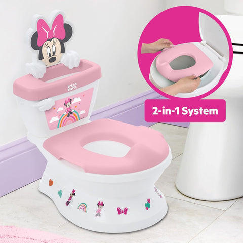 Bright Starts Disney Junior Minnie Mouse My Size Potty Training Toilet, Toddler Potty Chair with Flushing & Cheering Sounds, Removable Seat with Splash Guard & Handles, Ages 18+ Months, Up to 50 lbs