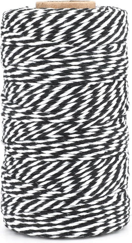 G2PLUS White and Black String,2MM 328Ft Cotton Twine for Crafts & Wrapping
