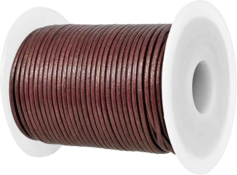 GENIQUE Real/Genuine Round Leather Cord for Jewelry Making, Leather String for Necklace, Bracelets, Braiding (1.5mm, Antique Brown Distressed)