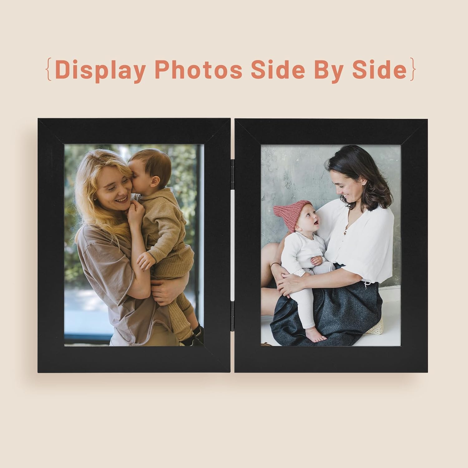 Golden State Art, 5x7 Double Picture Frame Black, 2 Pack