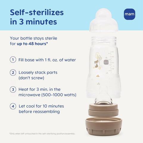 MAM 5oz Easy Start Anti-Colic+ Vented Baby Bottle, 0+ Month, 4 Pack, Girl
