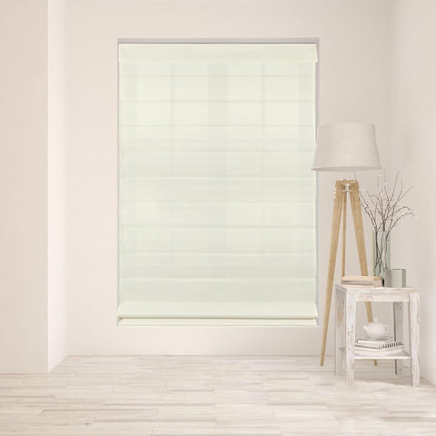 ARLO BLINDS Fabric Roman Shades 31.5" W x 60" H Ivory, Light Filtering