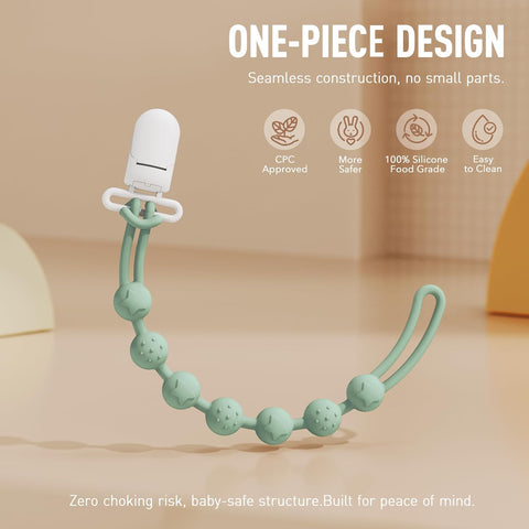 Cuddle Campus Silicone Pacifier Clip Holder with One Piece Design,Soft Flexible Binky Clips with Texture for Baby Boy and Girl Pack of 4 (0-6m)