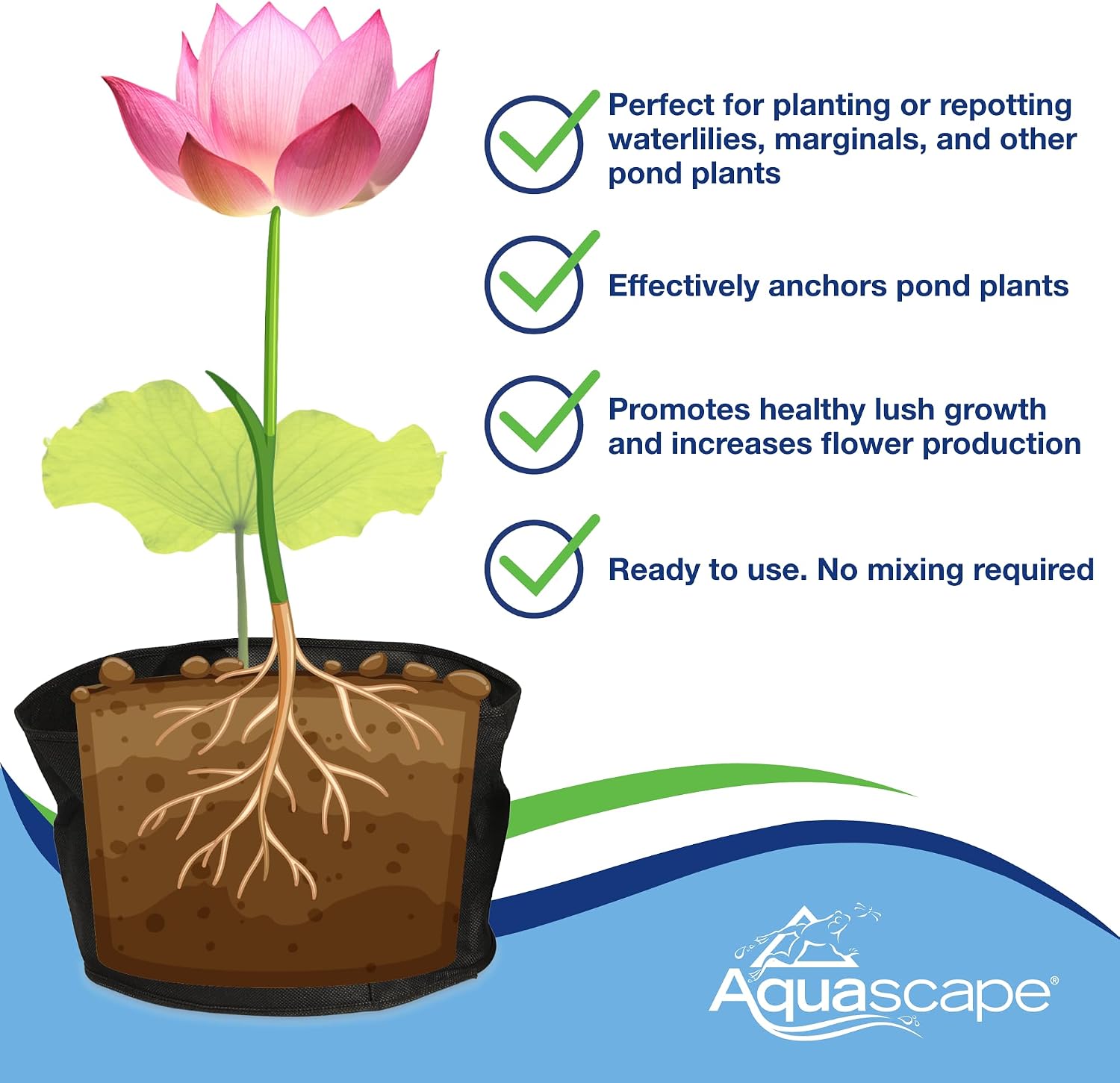 Aquascape Pond Plant Potting Media, Nutrient-Rich Aquatic Soil for Water Gardens, Supports Strong Root Growth, 215 Cubic Inches, 89002