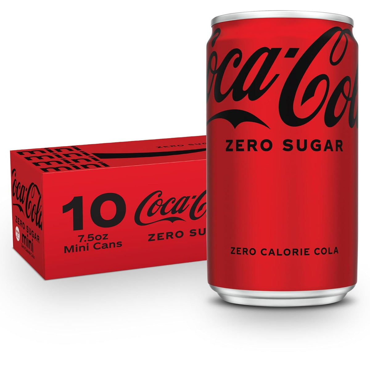 Coca-Cola Zero Sugar Soda Soft Drink Mini Cans, 7.5 fl oz, 10 Pack