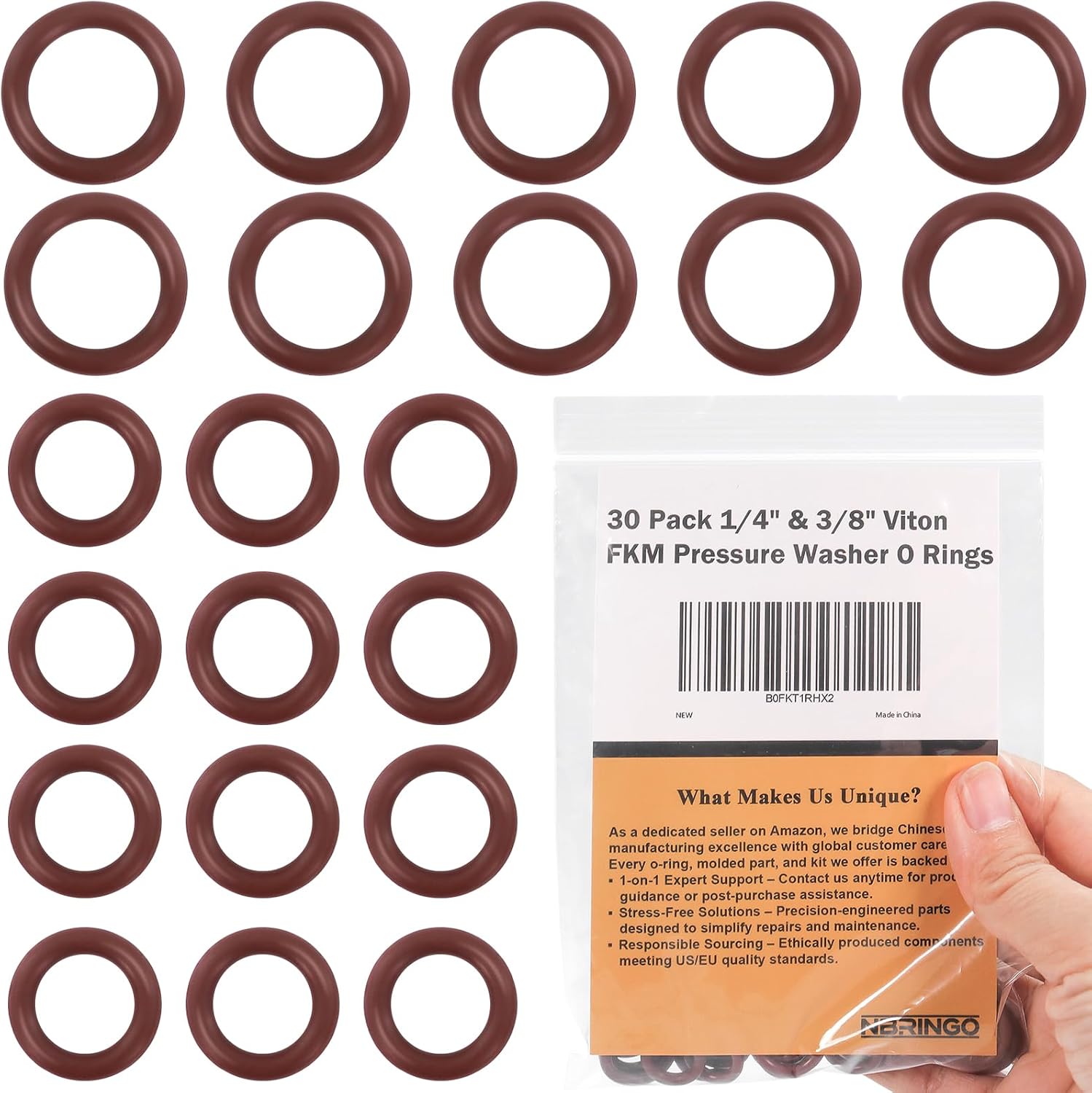 30 Pcs Viton Pressure Washer O-Rings for 1/4" & 3/8" Quick Connect
